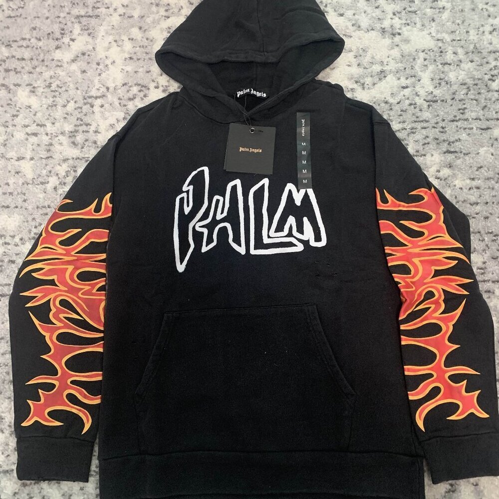 Palm Angels Fire Graffiti Hoodie Men’s Large, Medium